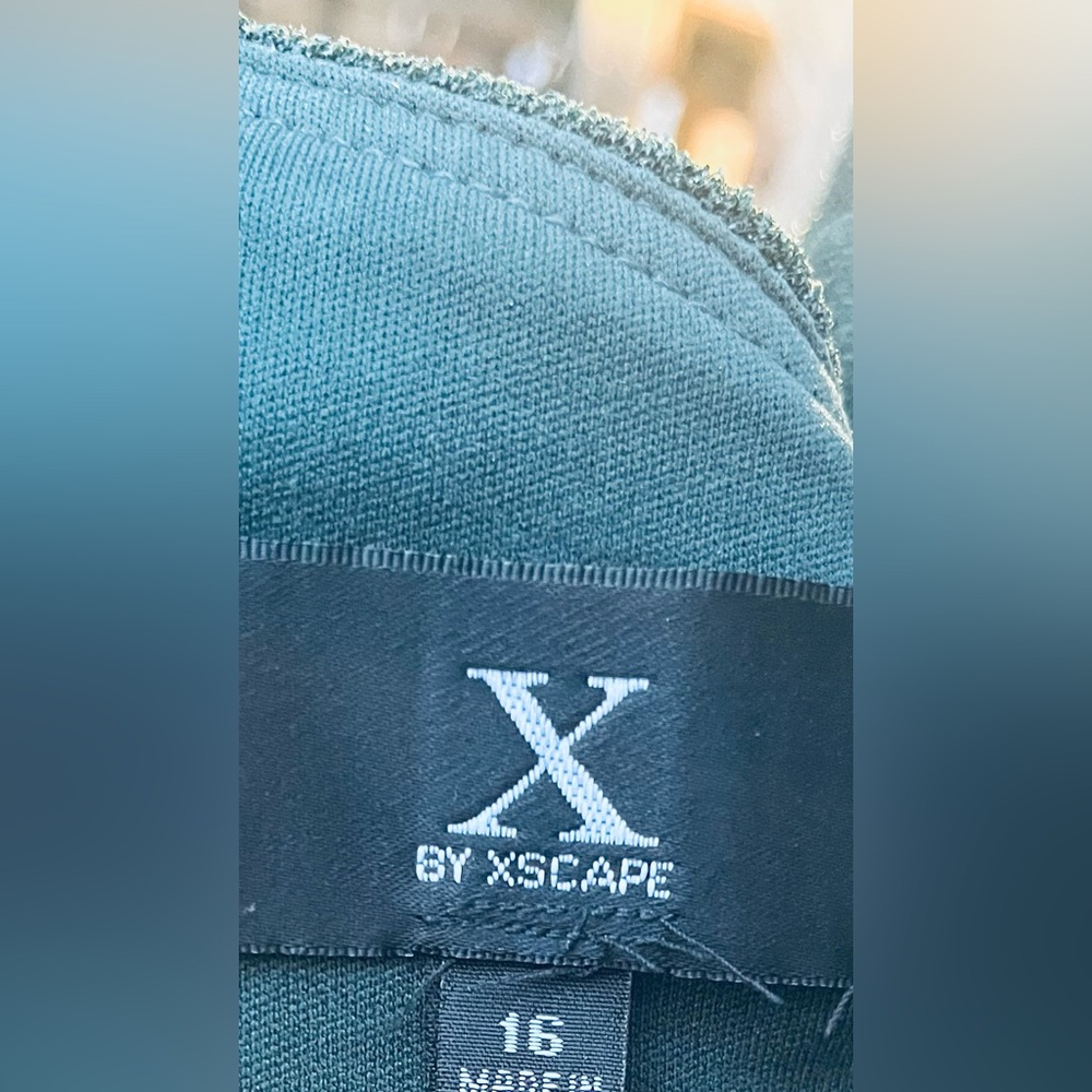 Xscape One-Shoulder Teal Sparkle Maxi Dress - Picture 8 of 8